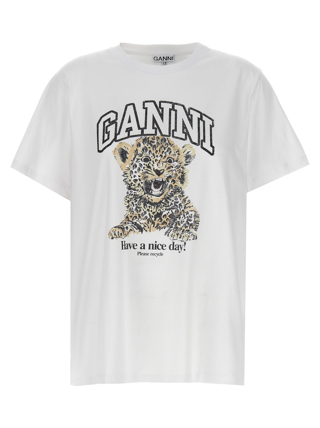 Ganni Leopard T shirt - Bianco | f40cfe39a1d14ddc3bc42e48ab0527a7fc90931c