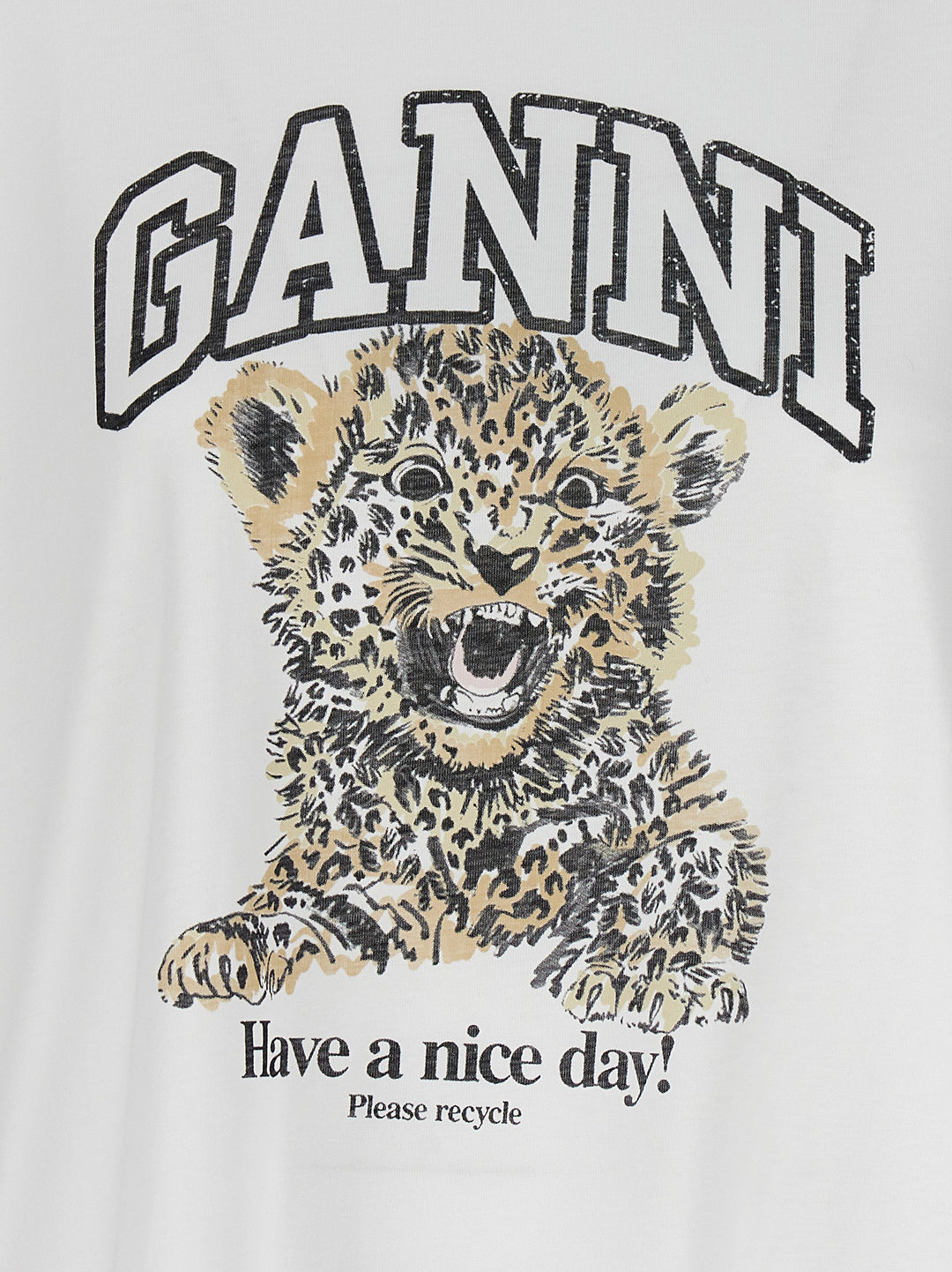Ganni Leopard T shirt - Bianco | 76de1b87acab77120d47f26213ffa454bdf7778d
