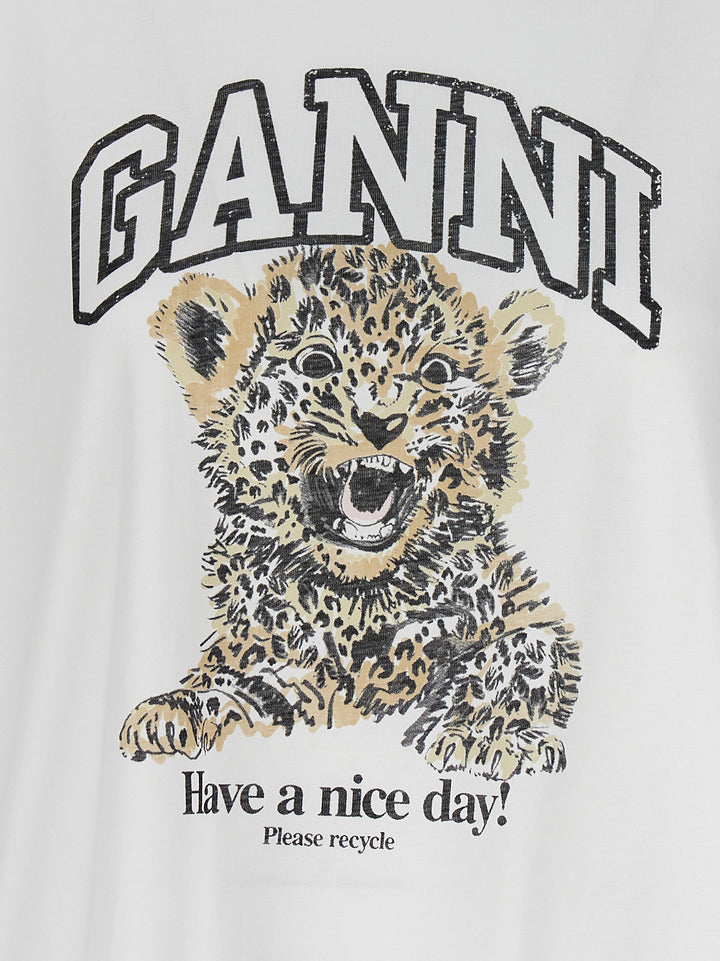 Ganni Leopard T shirt - Bianco | 76de1b87acab77120d47f26213ffa454bdf7778d