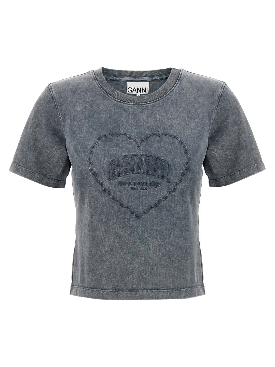Ganni Grey Washed Heart T shirt - Grigio | 168bebf3c1375b37fbbee4e7baecf5648c2469dd