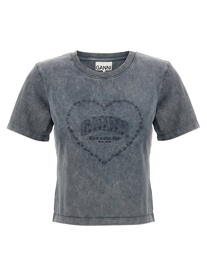 Ganni Grey Washed Heart T shirt - Grigio | 168bebf3c1375b37fbbee4e7baecf5648c2469dd