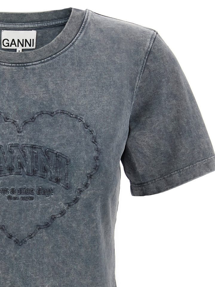 Ganni Grey Washed Heart T shirt - Grigio | 1e5cb1316d79b40d0f752431f974c7cfff43eeeb