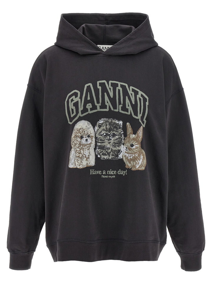 Ganni Grey Animal Print Felpe - Grigio | ded0a2c70d39838ac0ffdd115c1e99c87e72ff41