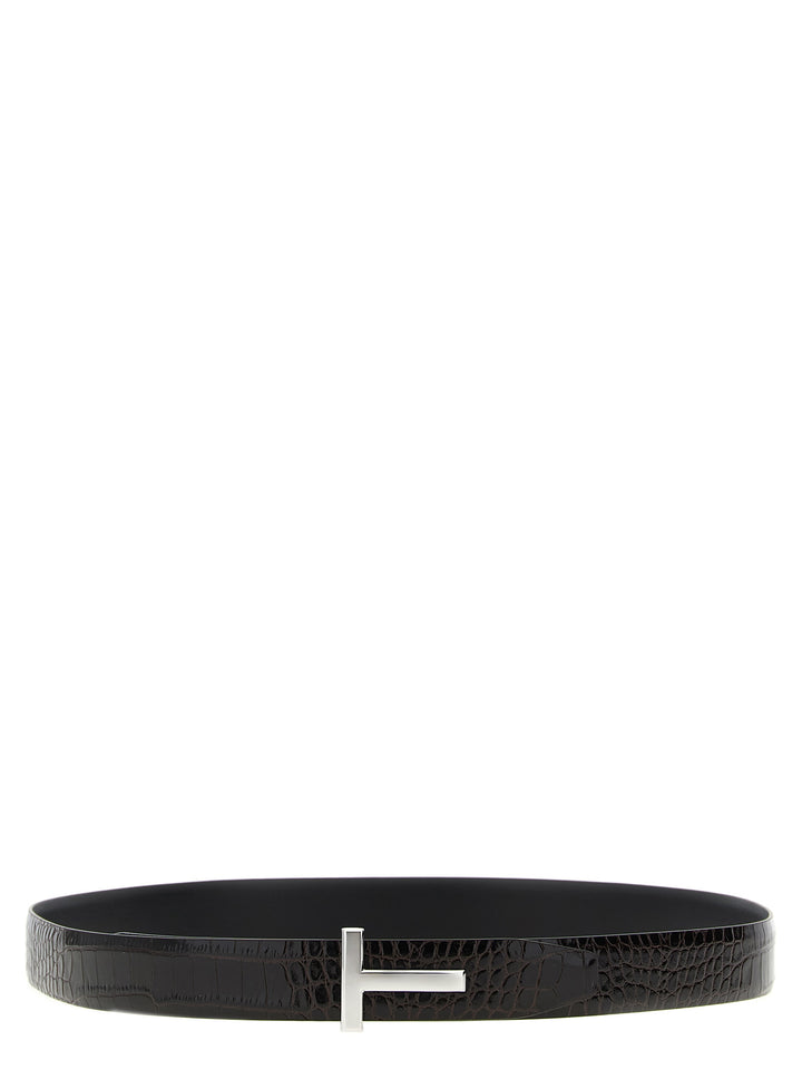Tom Ford Reversible Crocodile Leather Belt Cinture - Marrone | 7620f2eecb2acfd4c51a97f167dae5287c47de85