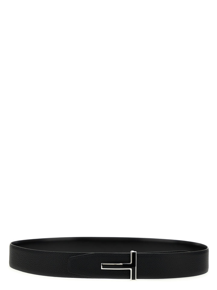 Tom Ford Logo Leather Belt Cinture - Nero | 4f39a8c4cf076b976e5936ae648a790db78bd3e6