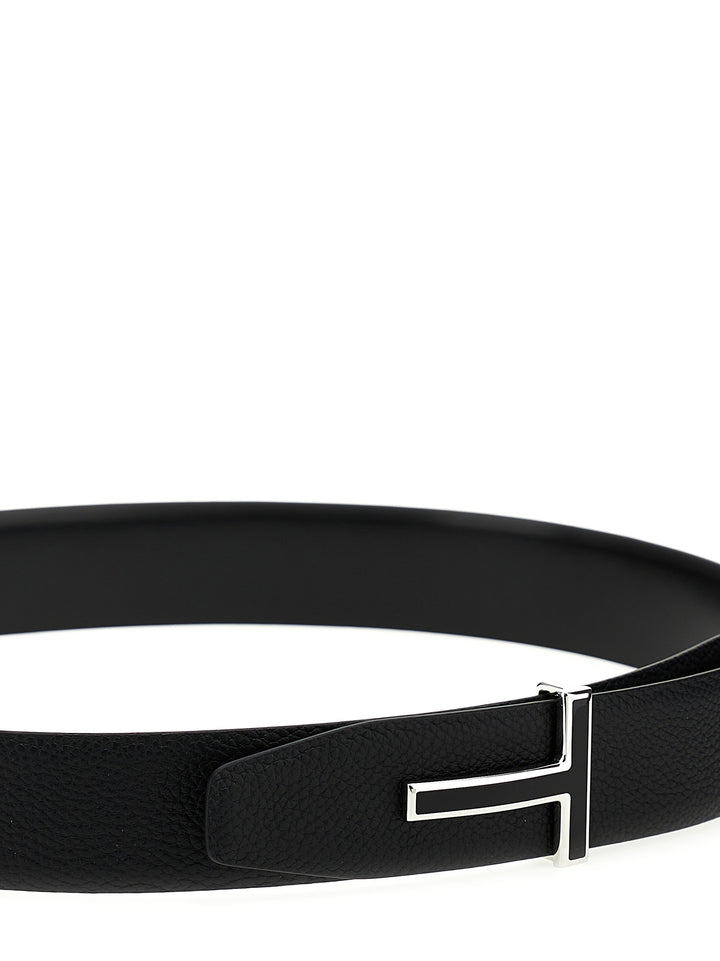 Tom Ford Logo Leather Belt Cinture - Nero | 5bb78a77fa5905e25cceb571700ef8c38adeda4a