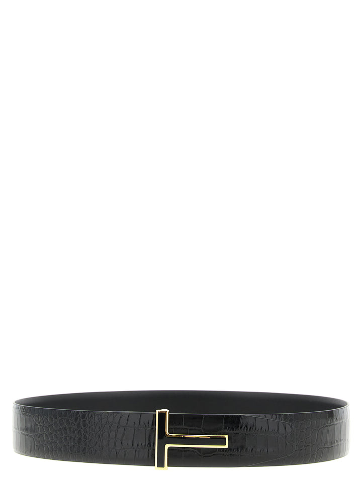 Tom Ford Reversible Crocodile Belt Cinture - Nero | d39075f04238bfbc7e7cc4034ea3bbbe4e8c607d