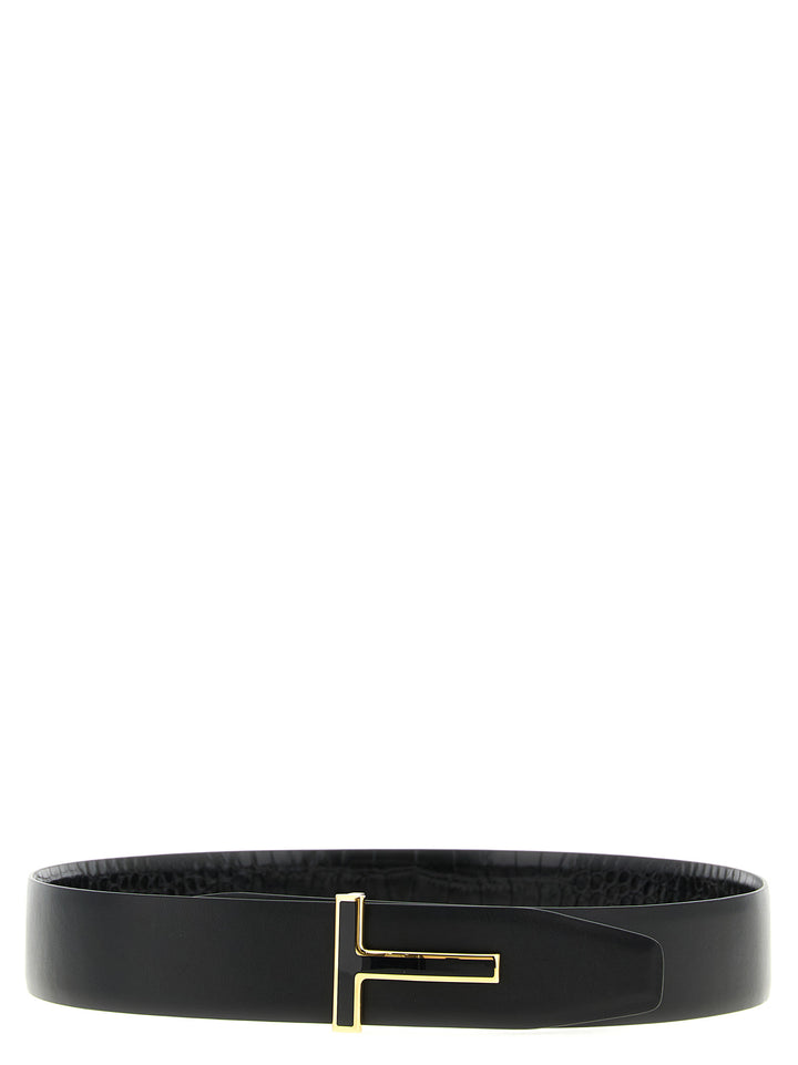 Tom Ford Reversible Crocodile Belt Cinture - Nero | d77bca7a7d55551e0ebf73ed09447db5dc41b92e