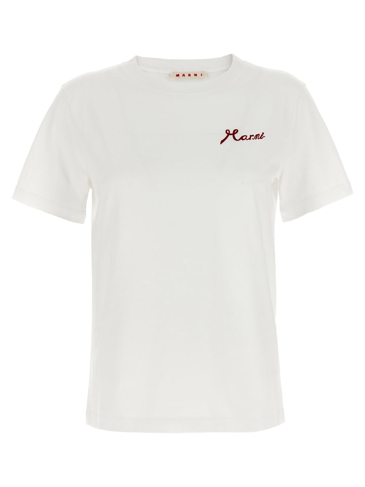 Marni Flocked Logo T shirt - Bianco | 71d7525421f7b48b772c5faba6701a4fdfbab62a