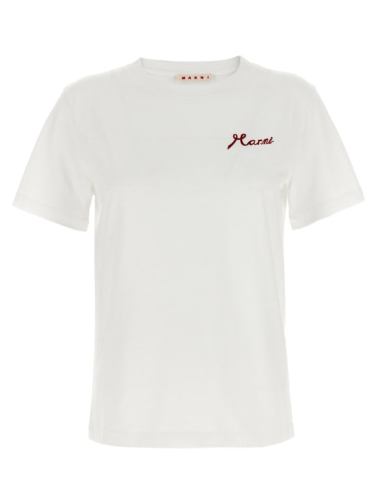 Flocked Logo T Shirt Bianco