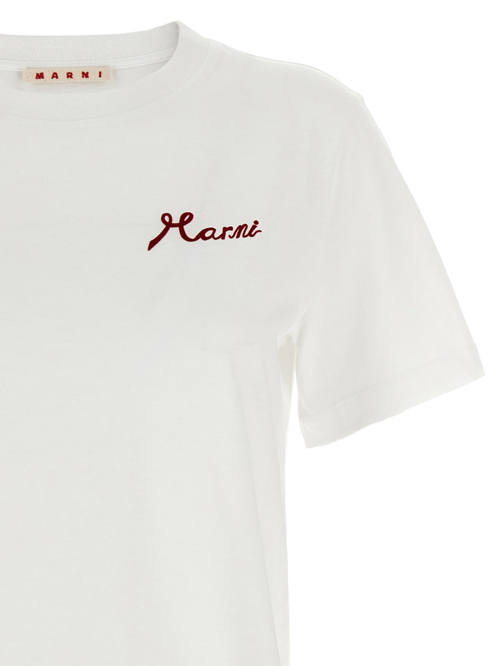 Marni Flocked Logo T shirt - Bianco | 646494858212d0abe4fd2e5c9abb8e9daf7f5f18
