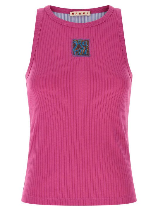 Logo Patch Tank Top Top Fucsia