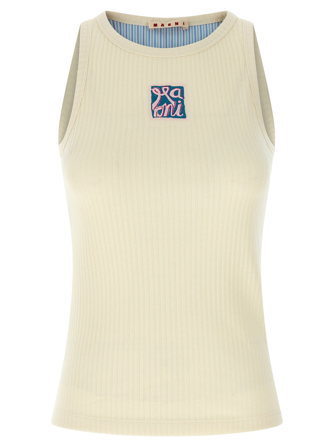 Marni Logo Patch Tank Top Top - Beige | e69c6b1f7a391c2cd970b06fb12c44e8a3c49a77