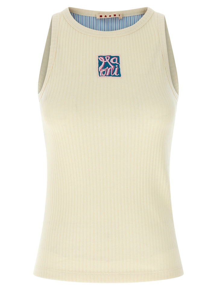 Marni Logo Patch Tank Top Top - Beige | e69c6b1f7a391c2cd970b06fb12c44e8a3c49a77