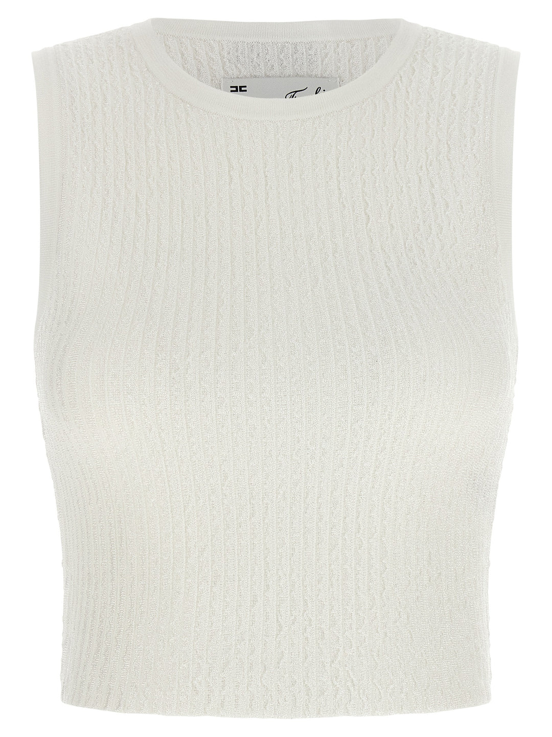 Elisabetta Franchi Ribbed Crop Top Top - Bianco | 23a4351db7f5a020c010c92966af7be7baf73101