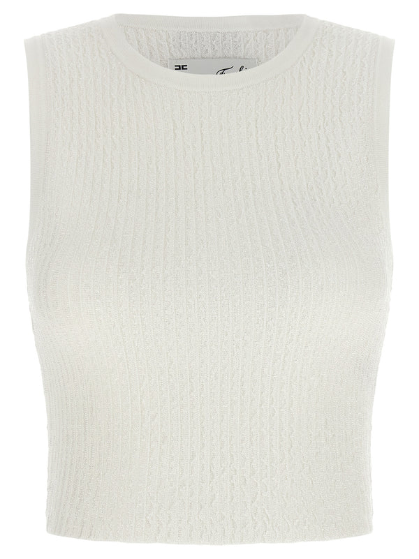 Ribbed Crop Top Top Bianco