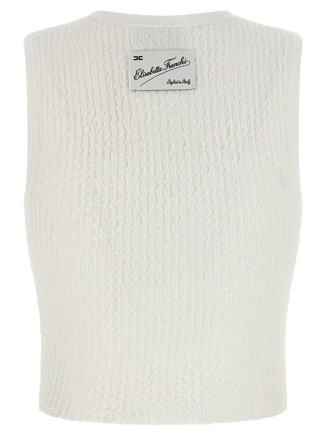 Elisabetta Franchi Ribbed Crop Top Top - Bianco | 28c67727cff71d9bc143847d34217977f2efe665