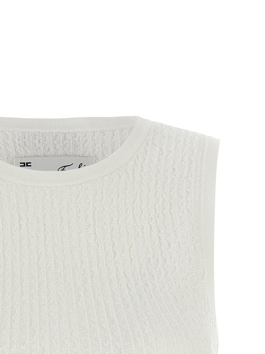 Elisabetta Franchi Ribbed Crop Top Top - Bianco | f511ab88778e8875afeb73ab750e70d883cde52e