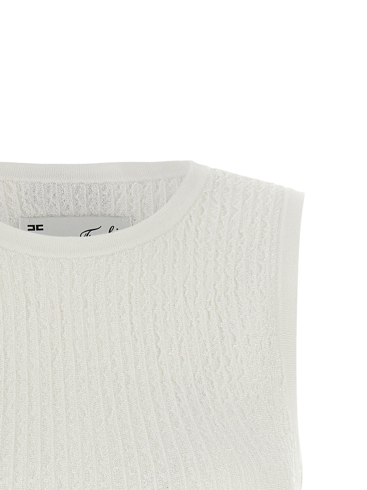 Elisabetta Franchi Ribbed Crop Top Top - Bianco | f511ab88778e8875afeb73ab750e70d883cde52e