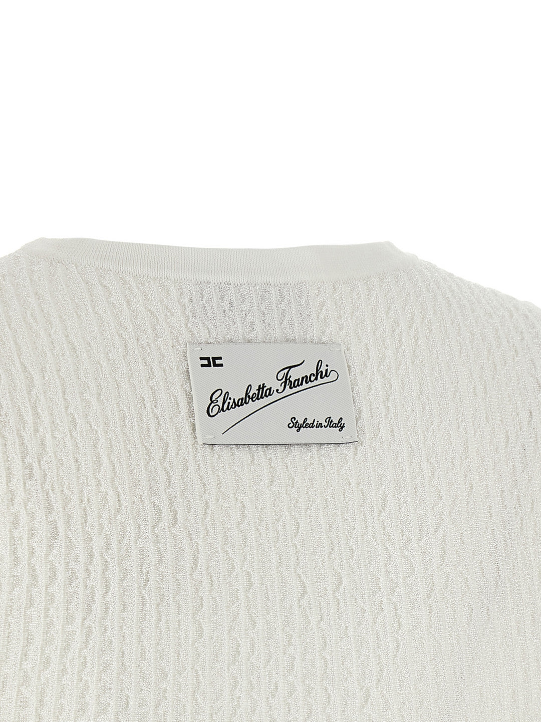Elisabetta Franchi Ribbed Crop Top Top - Bianco | 868e8f875c0bb339ee5a894ff4bf41eb04bf174f