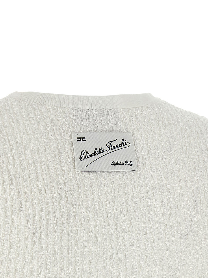 Elisabetta Franchi Ribbed Crop Top Top - Bianco | 868e8f875c0bb339ee5a894ff4bf41eb04bf174f