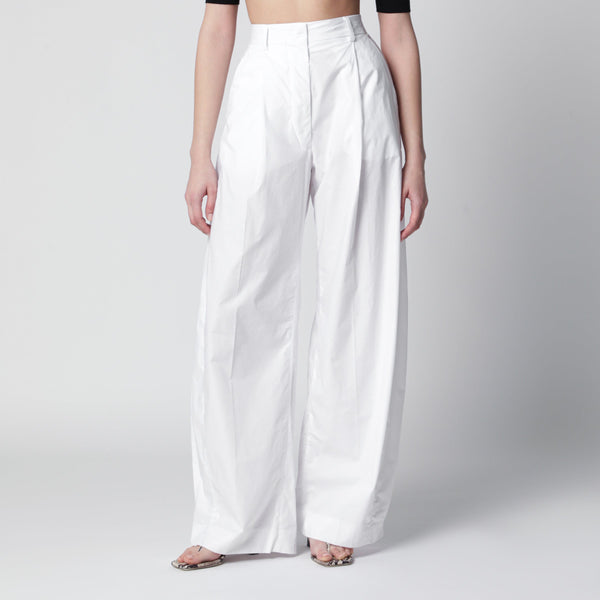 Axel Pleated Wide-Leg Cotton Trousers In White
