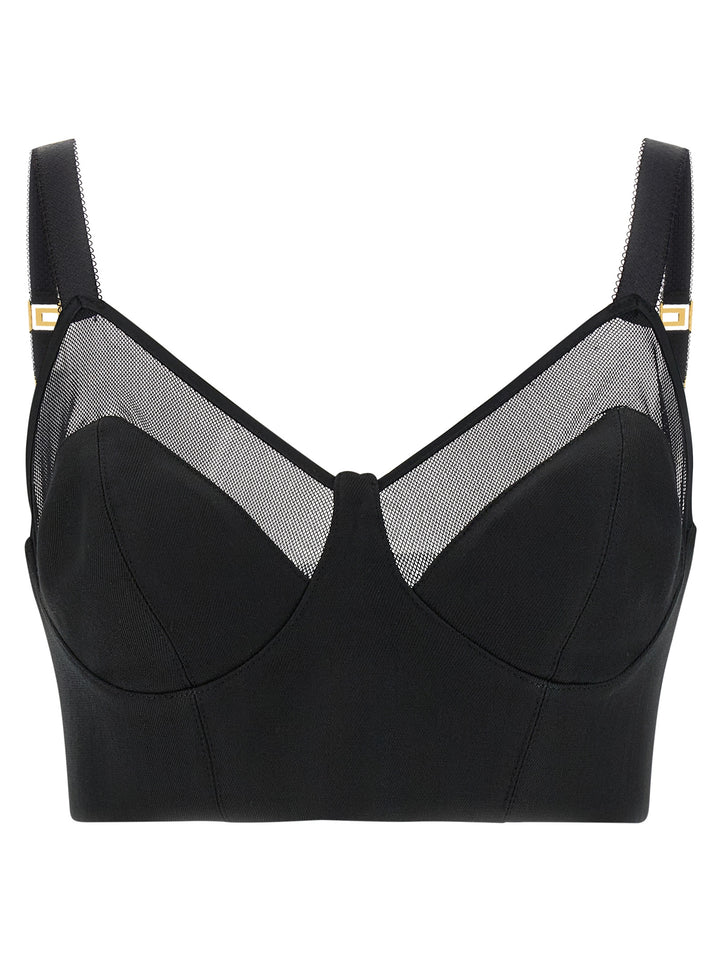 Elisabetta Franchi Cool Wool And Tulle Top Top - Nero | bdb1e561d66c0cf00201c3dadb081d24dfe28cb9