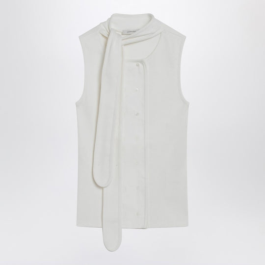 Milk-Colored Asymmetrical Tank Top With Scarf