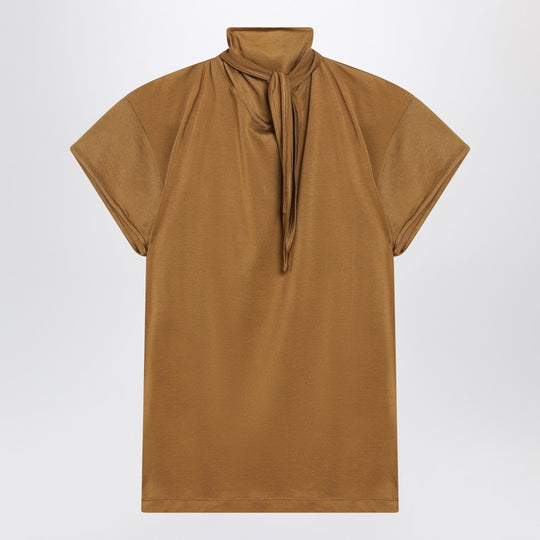 Cinnamon-Brown T-Shirt With Scarf Detail