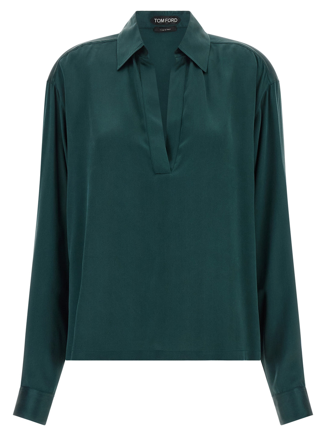 Tom Ford Satin Silk  Shirt Polo - Verde | f9b929bb8389556b2d8c60be75ba7bd7fdfa0b3c
