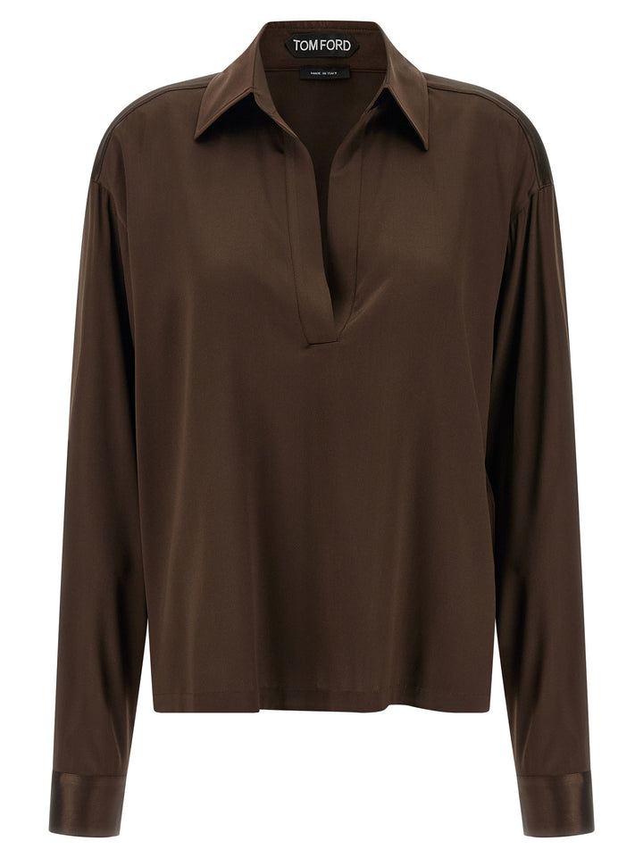 Tom Ford Silk  Shirt Polo - Marrone | 888f759758c98dbede169b267615eb7127a347ed