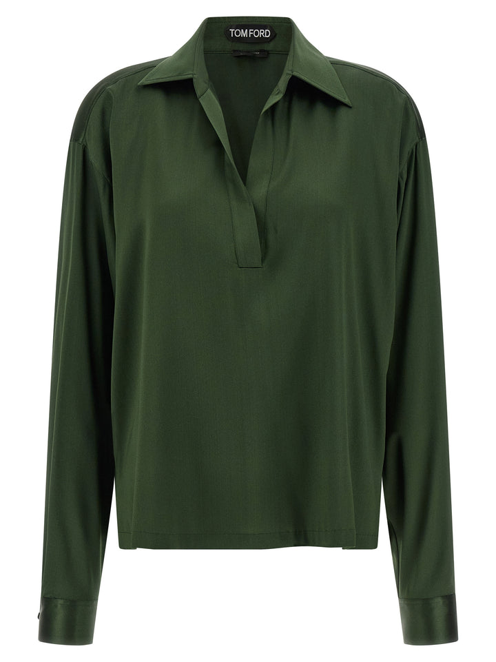 Tom Ford Silk  Shirt Polo - Verde | 8798f71ccea181510c411d87214f5262b148454d