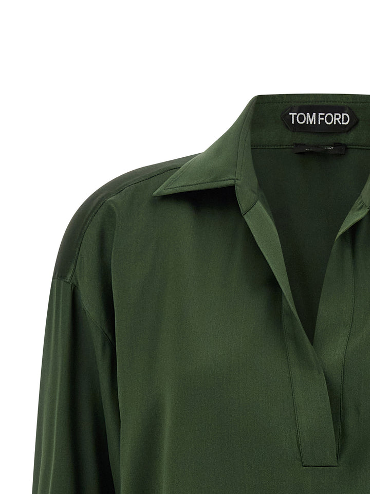 Tom Ford Silk  Shirt Polo - Verde | 953b1e6a0757edd2bbeffdf25e7b1b84ef8705bd