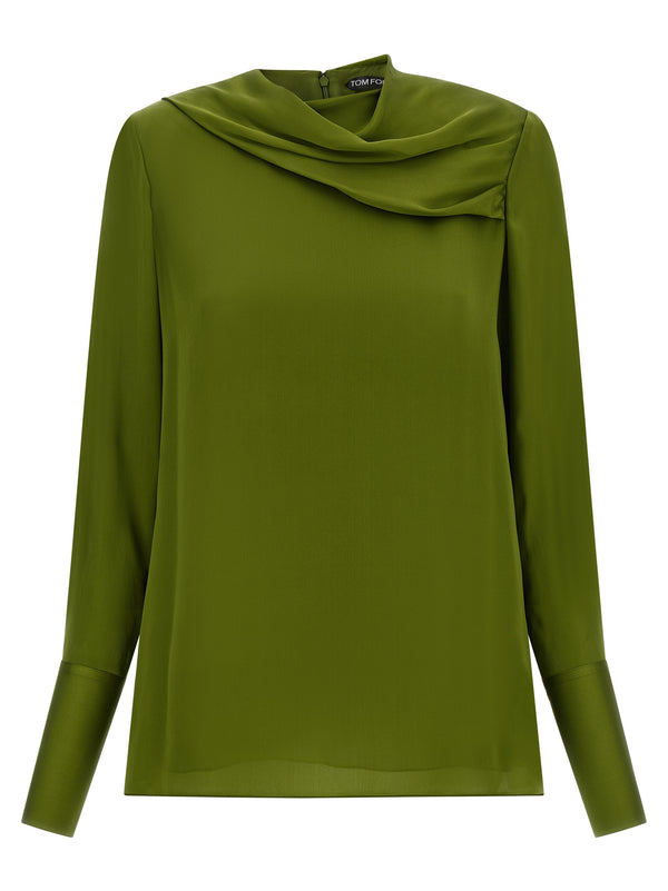 Draped Neck Blouse Camicie Verde