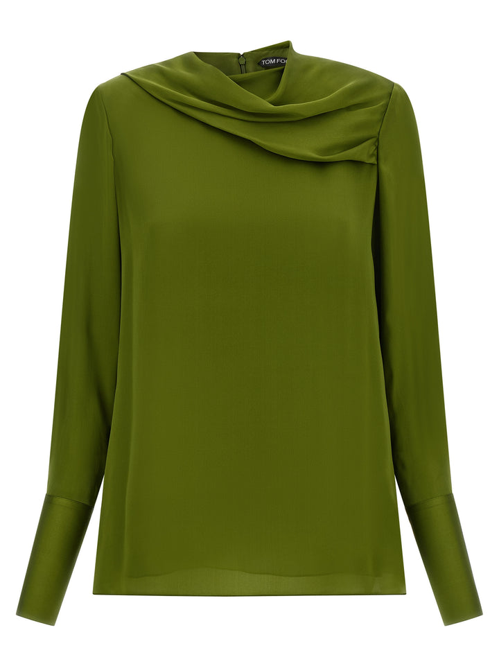 Tom Ford Draped Neck Blouse Camicie - Verde | 8ad969c8973fa34328b52a7d15e678f182c8a8e4