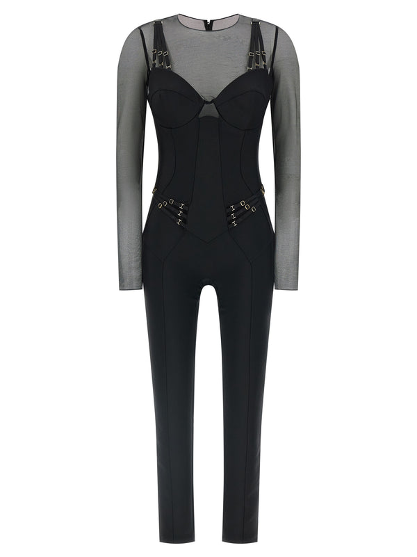 Jersey And Tulle Jumpsuit Black
