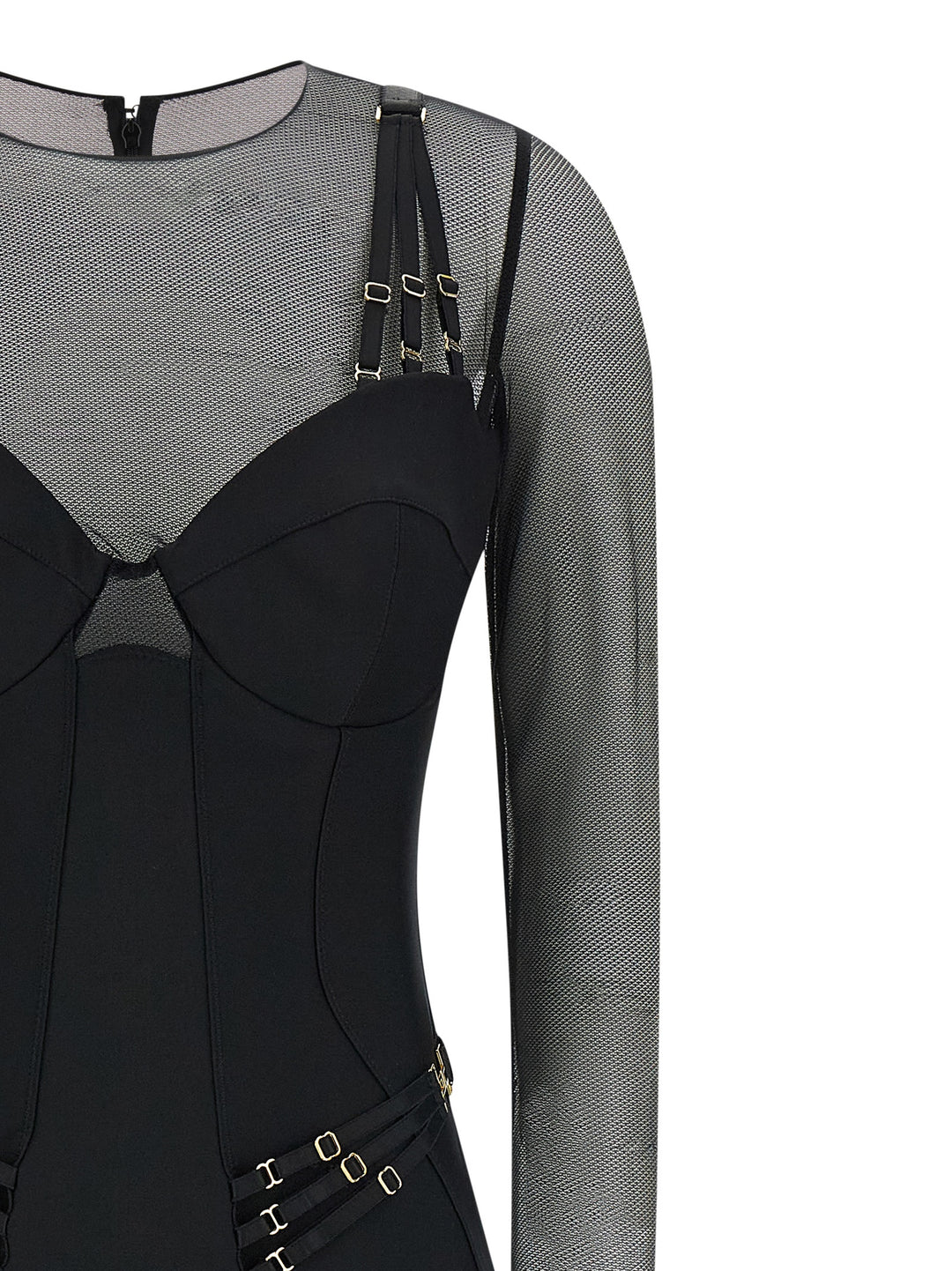 Elisabetta Franchi Jersey And Tulle Jumpsuit Tute Intere - Nero | 2b981a48a504413da1f0ab7d80d04b1eb1f23efe