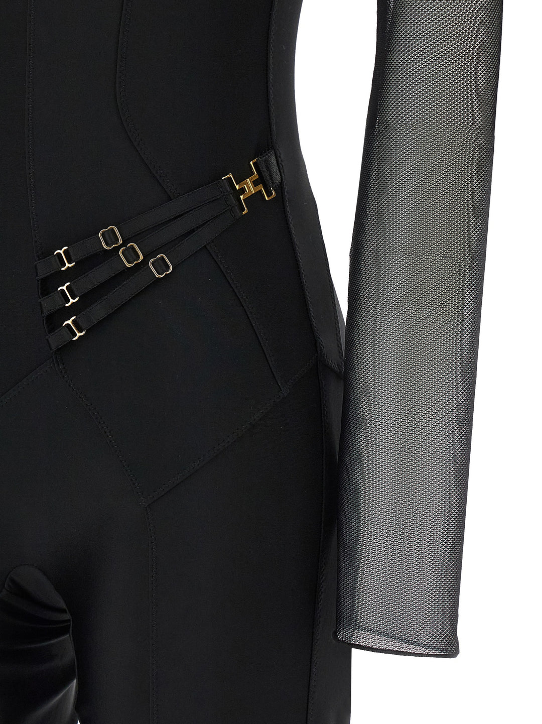Elisabetta Franchi Jersey And Tulle Jumpsuit Tute Intere - Nero | cf54d707a99f6deeb2fd3713ba75eadf151afcb3