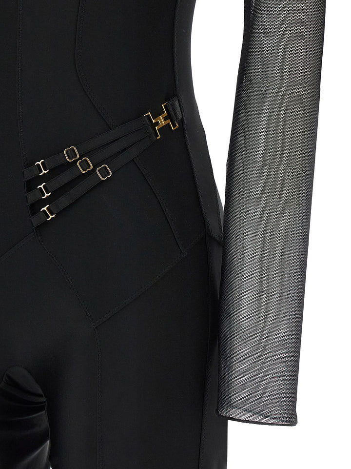 Elisabetta Franchi Jersey And Tulle Jumpsuit Tute Intere - Nero | cf54d707a99f6deeb2fd3713ba75eadf151afcb3