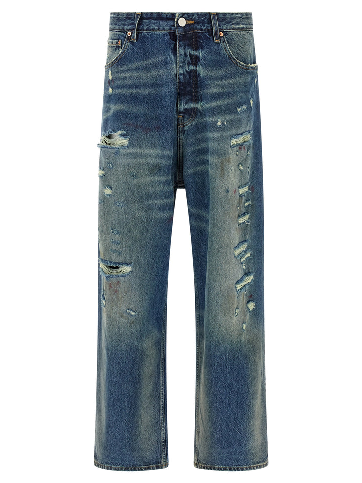 Vetements Blue Distressed Baggy Jeans - Blu | c2f902f27b8ae353931167805aaee62ad4cb4d1a