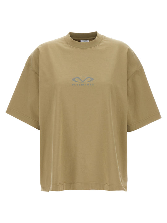 Oval Logo T Shirt Beige
