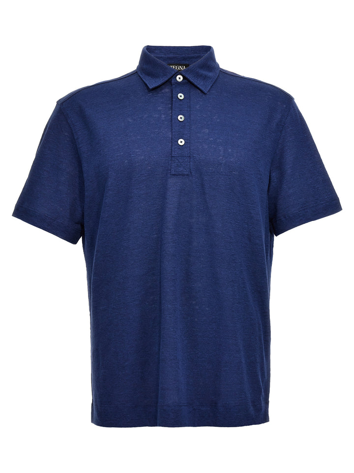 Linen  Shirt Polo Blu