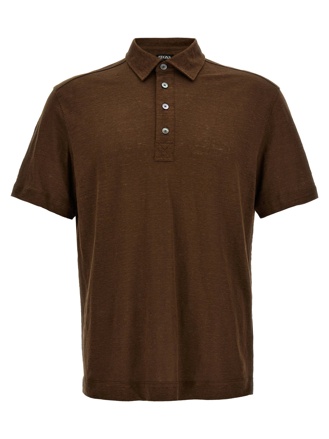 Linen  Shirt Polo Marrone