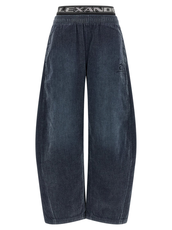 Denim With Elastic Waistband Pantaloni Nero