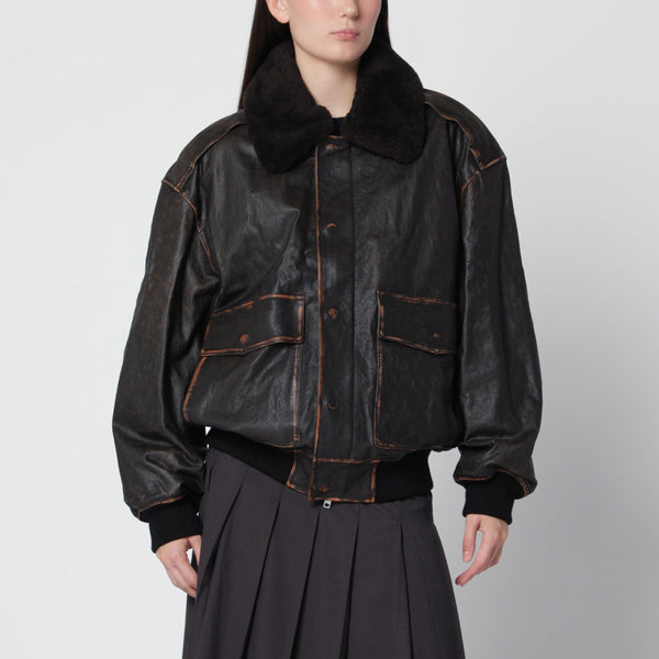 Blouson A-2 Noir Brossé Lambskin