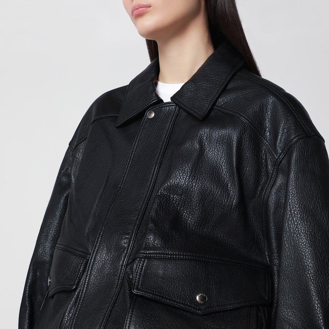 Dunst Blouson Oversize Noir En Lambskin