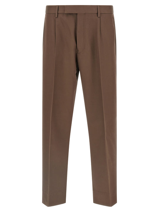 Wool Cotton Pantaloni Marrone