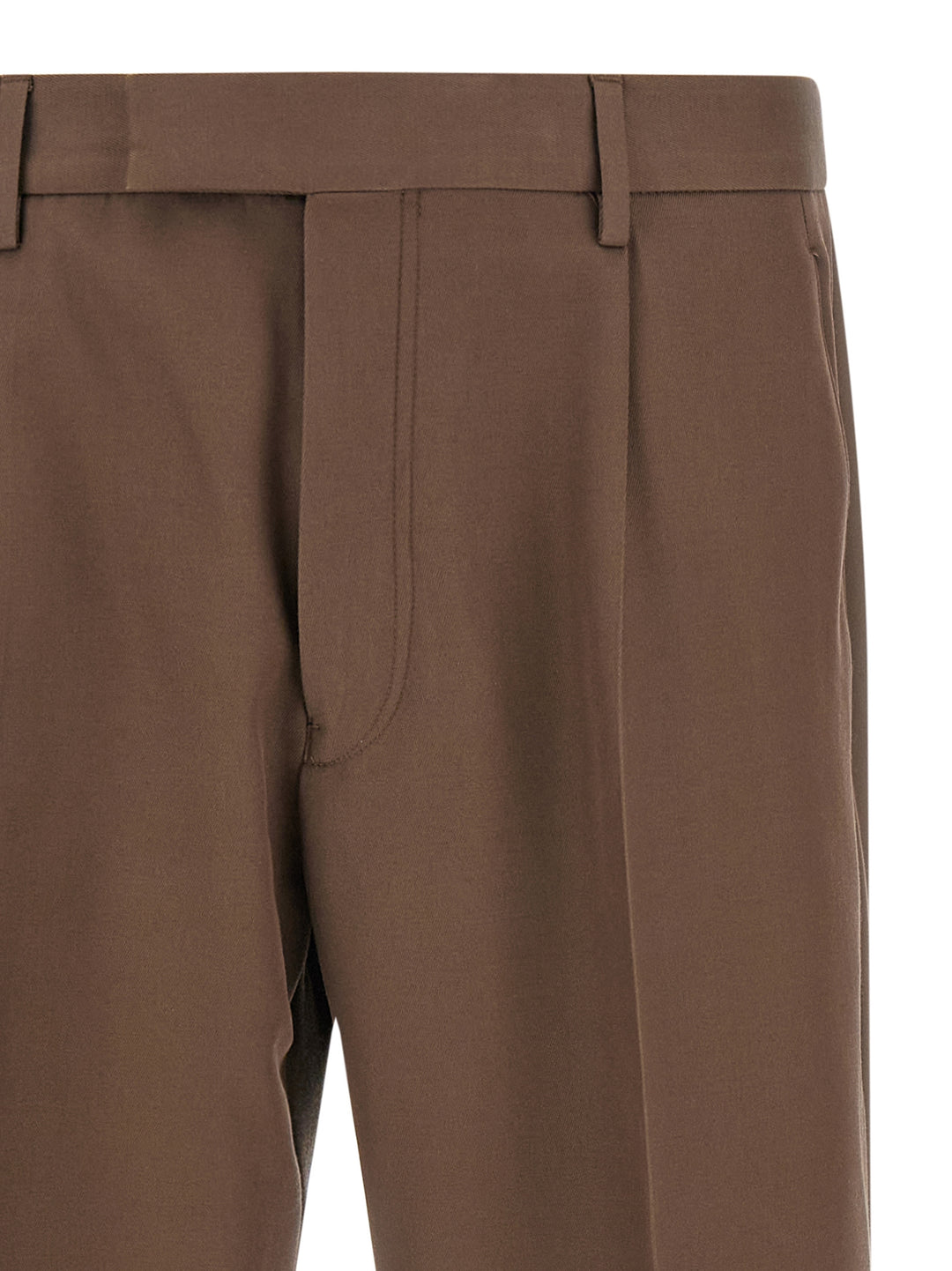 Zegna Wool Cotton Pantaloni - Marrone | 0fd9975eb02f9f29116374deca36a62d46ca1790