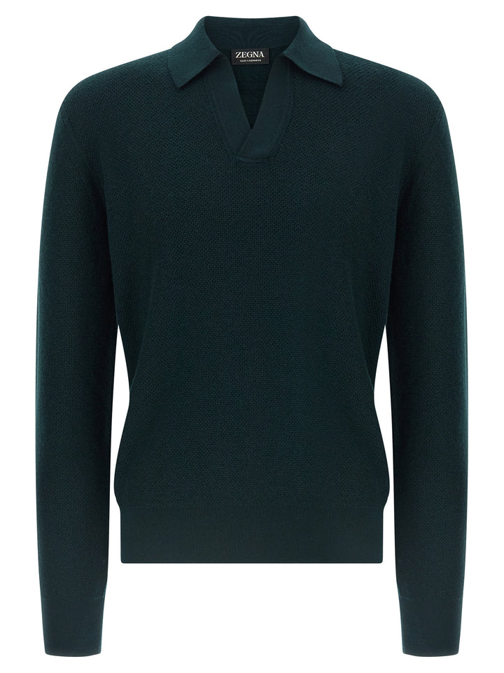 Zegna Oasi Cashmere Polo - Verde | c00312fc8952a81a54d74cc1619cf2c899d329a5
