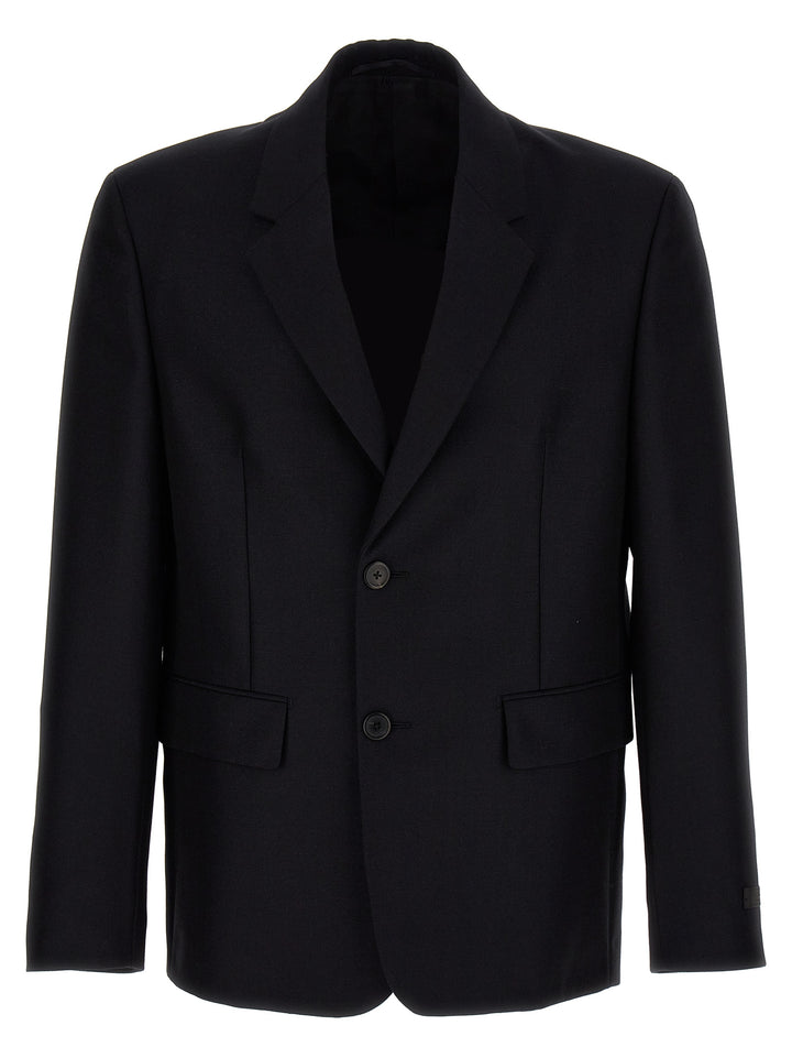 Prada Removable Collar Single-Breasted Blazer - Blu | 53da735421b23e8d64d3624c471c7fa1fe0d6c2b